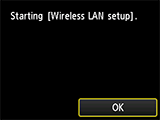 Bildschirm „Drahtlose LAN-Verbindung“: WLAN-Einrichtung wird gestartet